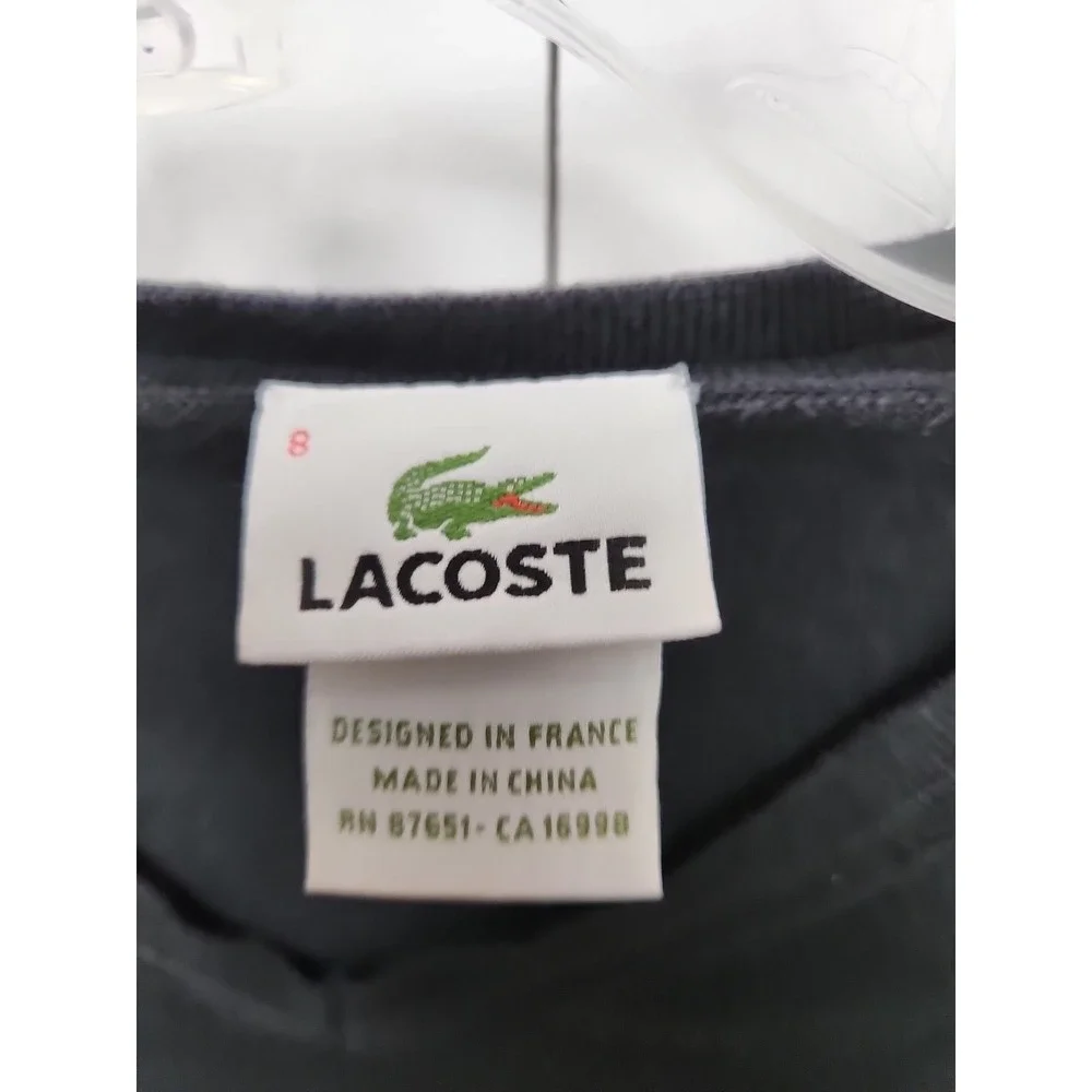 Lacoste  Pullover Sweatshirt Mens Black Size 8 US Medium Oversized